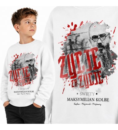 Bluza dziecięca Patriotyczna MAKSYMILIAN KOLBE BIAŁA